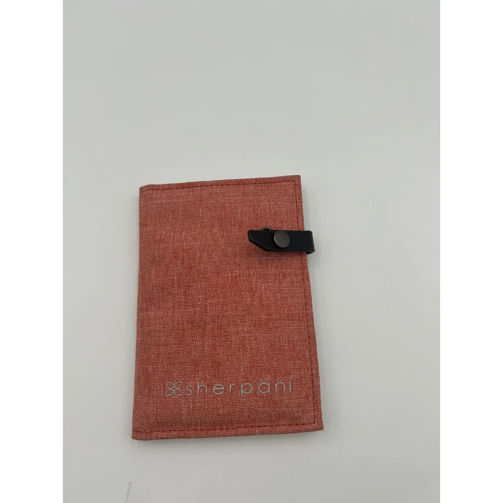 Sherpani Passport Wallet Red Orange Heathered Slim Travel Organizer Snap Closure